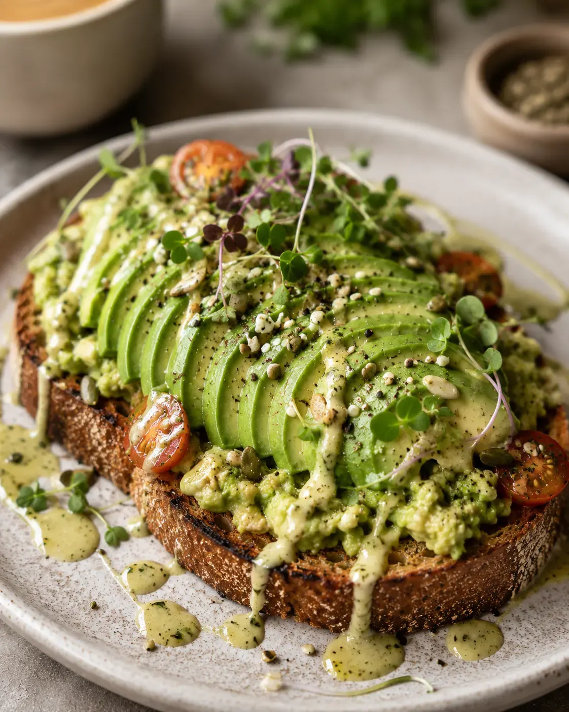 Tostada palta con salsa secreta